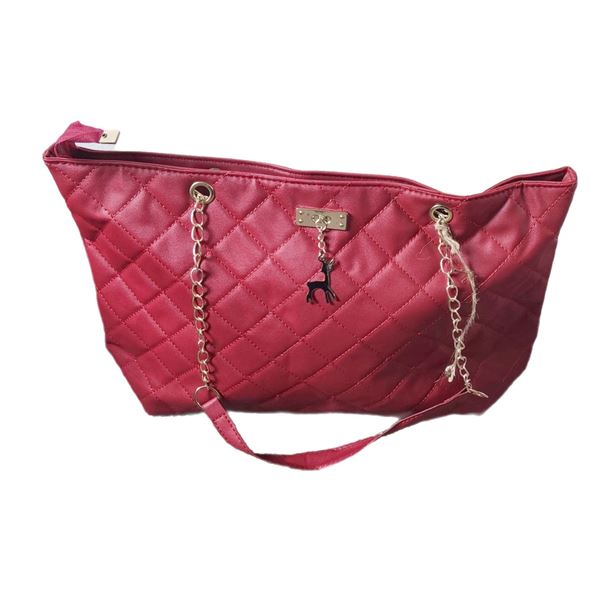 Brand new Large red quilted PU leather shoulder bag with gold colour chain detail