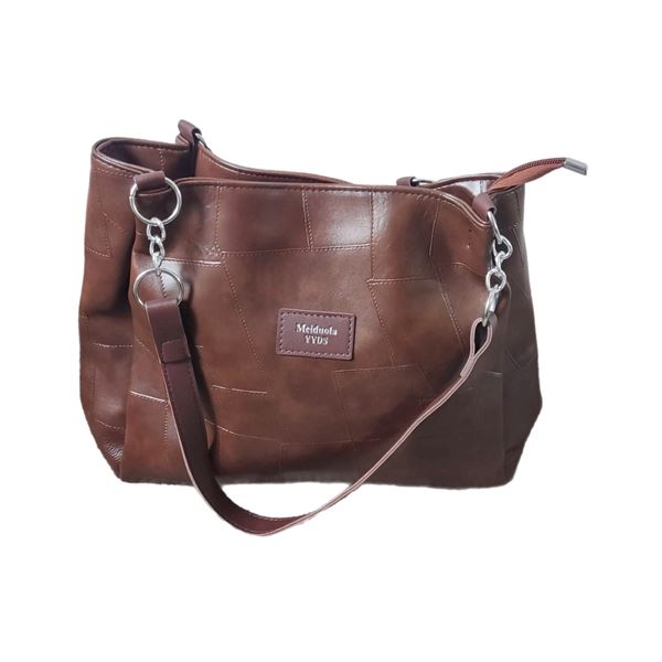 Brand new Meiduola brown patch work PU leather shoulder bag.