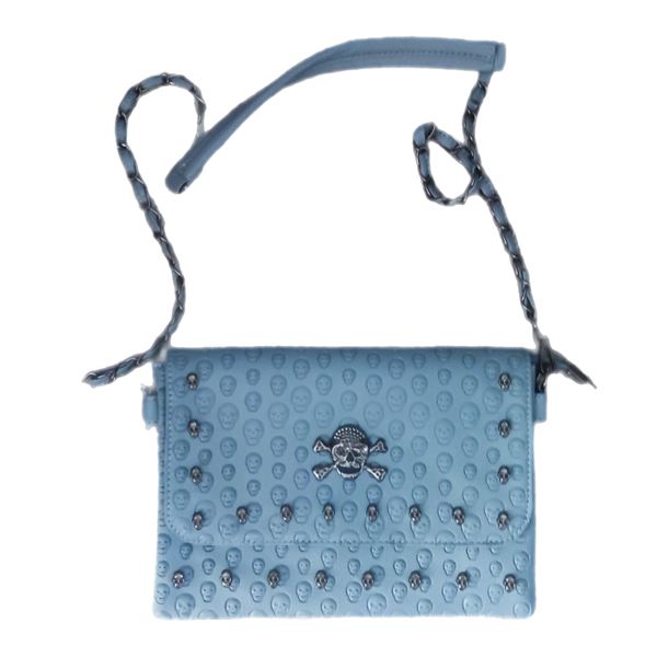 Brand new light blue envelopes studded skull PU leather cross bag.
