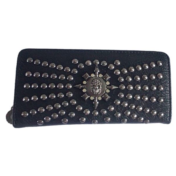 Brand new black PU leather gothic metal studded skull purse.