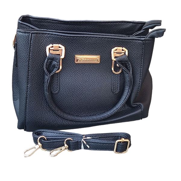 Brand new small black PU leather tote with gold coloured buckle detail bag.