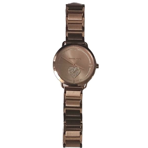Michael Kors Ladies rose gold plated stainless steel watch.