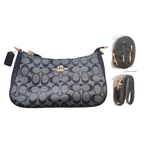 New Coach Teri Grey shoulder bag with pattern - canvas with fabric lining.