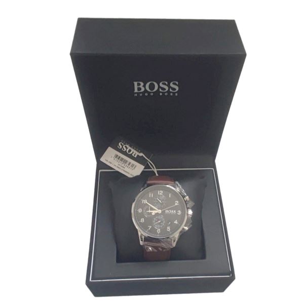 Brand new Hugo Boss 'Navigator watch'. Model: HB 1513494. With its box, booklet, and gift bag.