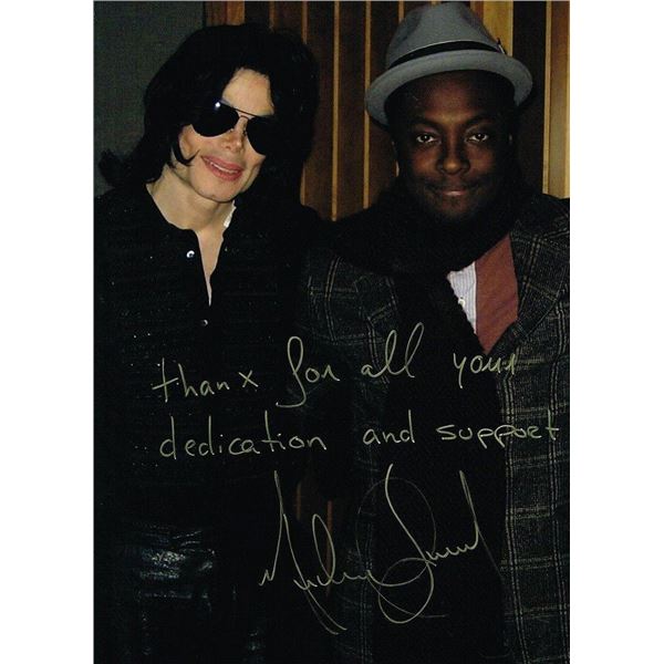 Michael Jackson inscribed signed with Will I am photo.