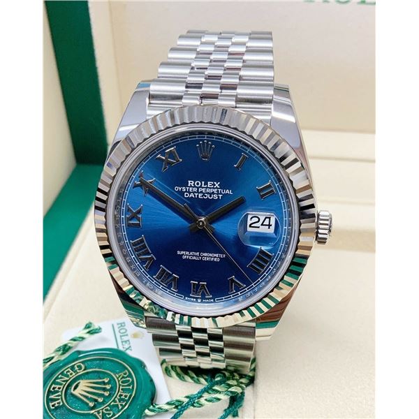 Rolex Datejust 41mm 126334 Blue Roman Dial 2020 unworn.