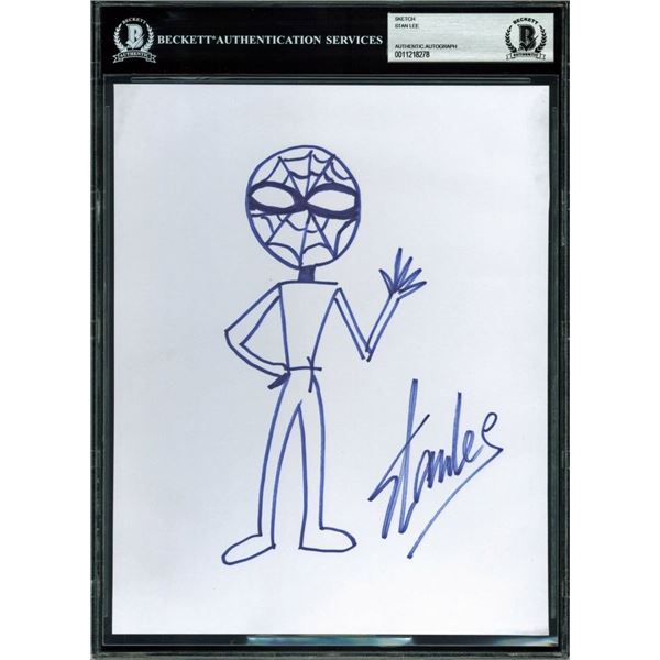Stan Lee Signed 8x10 Spider-Man Sketch.
