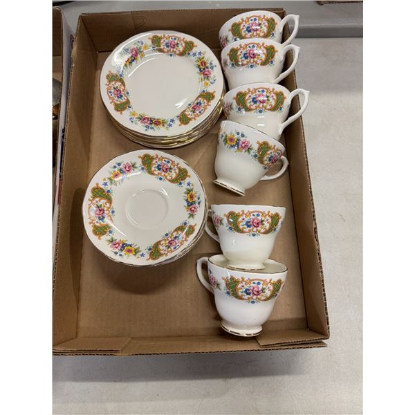 Halreigh tea, cups, saucers, and inside