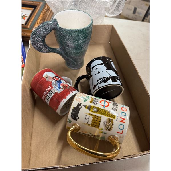 Collectible mugs, Starbucks, global Star Wars, etc.