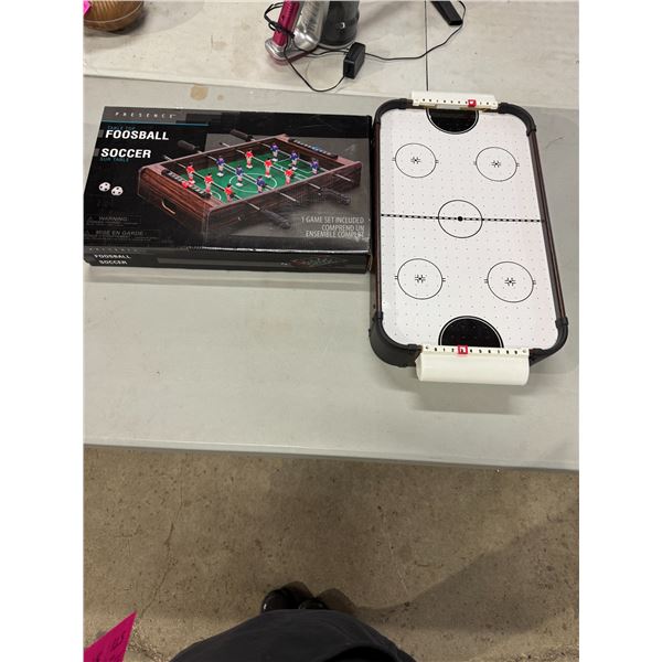 Tabletop foosball game and hockey game no accessories for hockey game