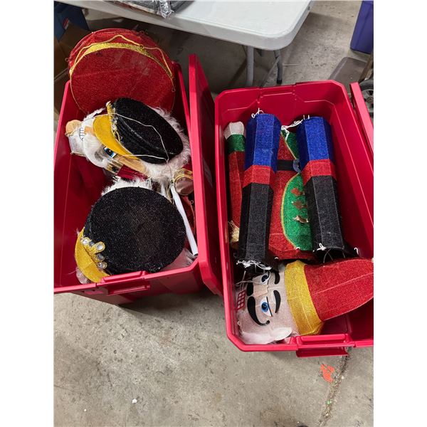 Christmas nutcracker, decor, and bins