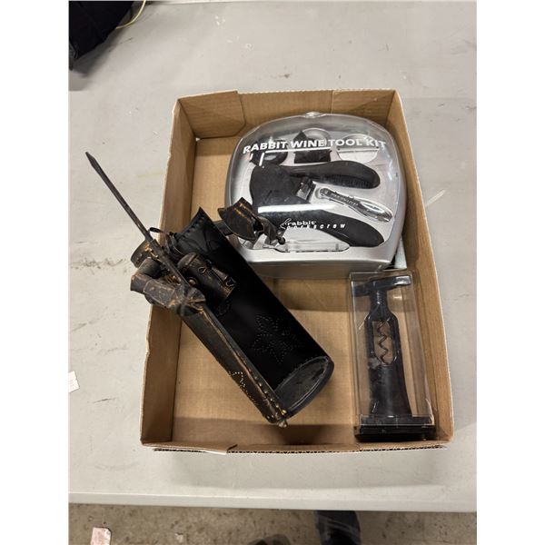 Wine, tool kit, and holder and corkscrew
