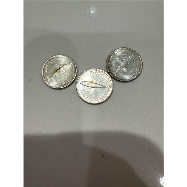 1967 Canada Silver Dimes (3)