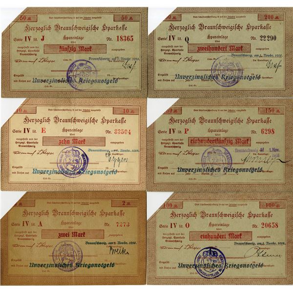 Germany. Herzoglich Braunschweigische Sparkasse, 1918, Cancelled Notgeld