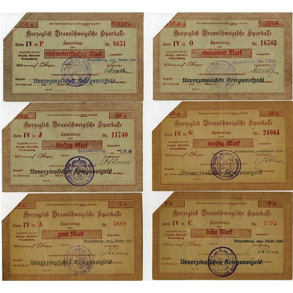 Germany. Herzoglich Braunschweigische Sparkasse, 1918, Cancelled Notgeld