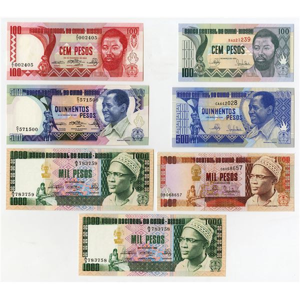 Guinea-Bissau. Banco Central da Guine-Bissau, 1978-1990, Group of Issued Banknotes, AU-UNC