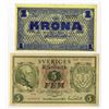 Image 1 : Iceland & Sweden. Rikissjod Islands and Sveriges Bank, 1941-48, Pair of Issued Banknotes