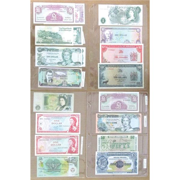 Europe, Africa, Caribbean, South America Assortment of Worldwide Banknotes, ca 1940 - 2000 (35)