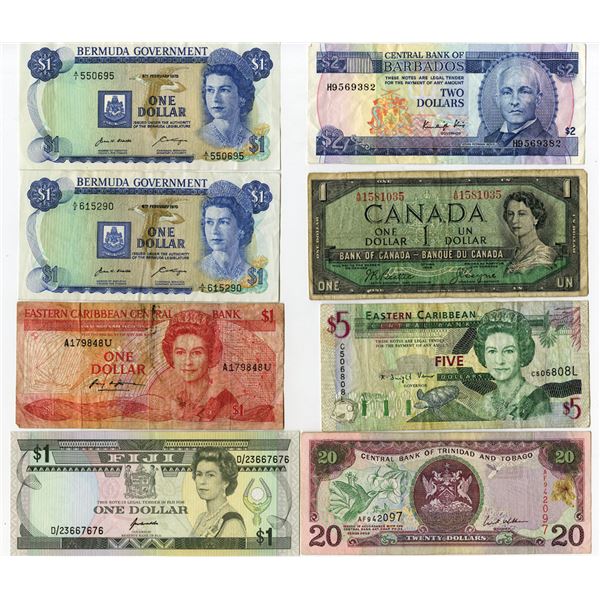 Former British Colonies Assortment of Issued Banknotes, 1954 to 2002