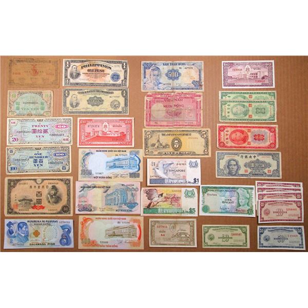 Worldwide Asian Issued banknotes Japan, Malaysia, Philippines, Vietnam and more (30)