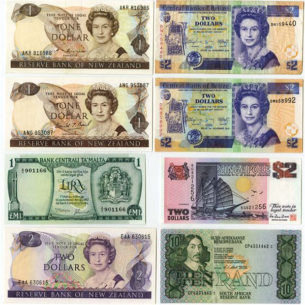 Worldwide. Mixed Group of 8 Issued Banknotes from across the world