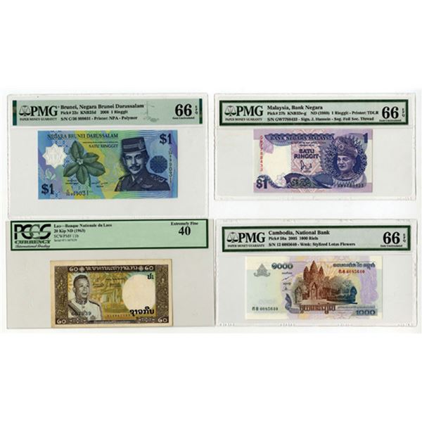 Asia. Assortment of Issued Graded Banknotes, 1963 to 2008. (4)