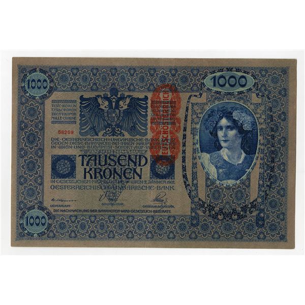 Austria. Bank of Austria-Hungry, 1902 (1919), Issued Banknote