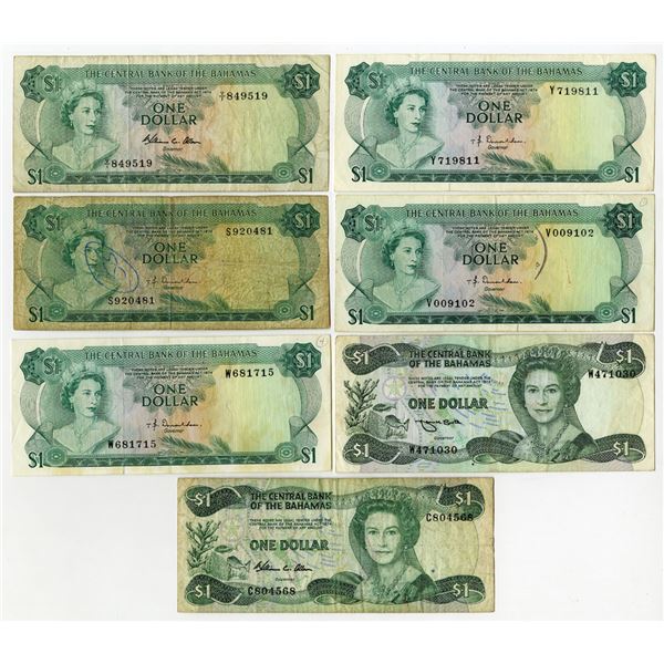 Bahamas. Central Bank of the Bahamas, L.1974, Group of Issued Banknotes.