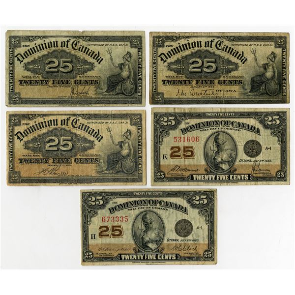 Canada. Dominion of Canada, 1900-23, Issued Banknote Quintet