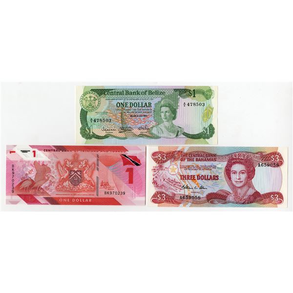 Caribbean. British Colonies Trio of Issued Banknotes, L.1974 to 2020