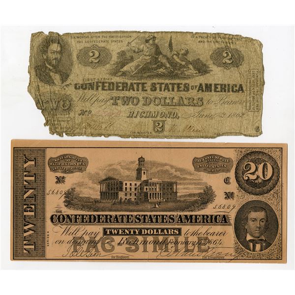 Virginia. Confederate States of America, 1862-64, Pair of Issued Banknotes