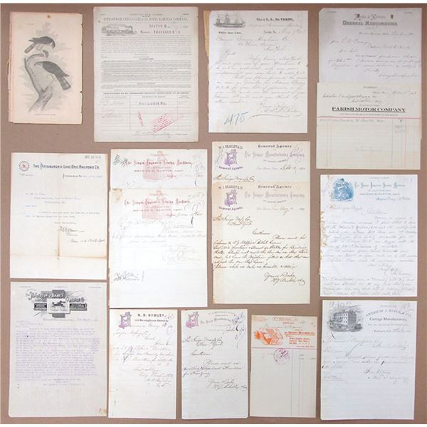 New York. Singer Sewing Machine Co. Correspondence and Other Ephemera Group Lot, ca.1870-1910s