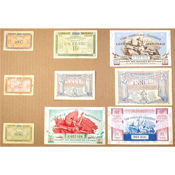 France. Lottery and Railroad Tickets, 1915 to 1941