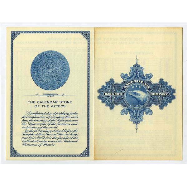 American Bank Note Co., Intaglio Mexican Aztec Perpetual Calendar Ad Booklet