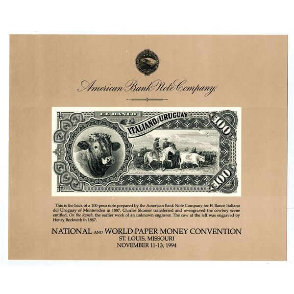 American Bank Note Co., Italiano del Uruguay 100 Pesos set of 6