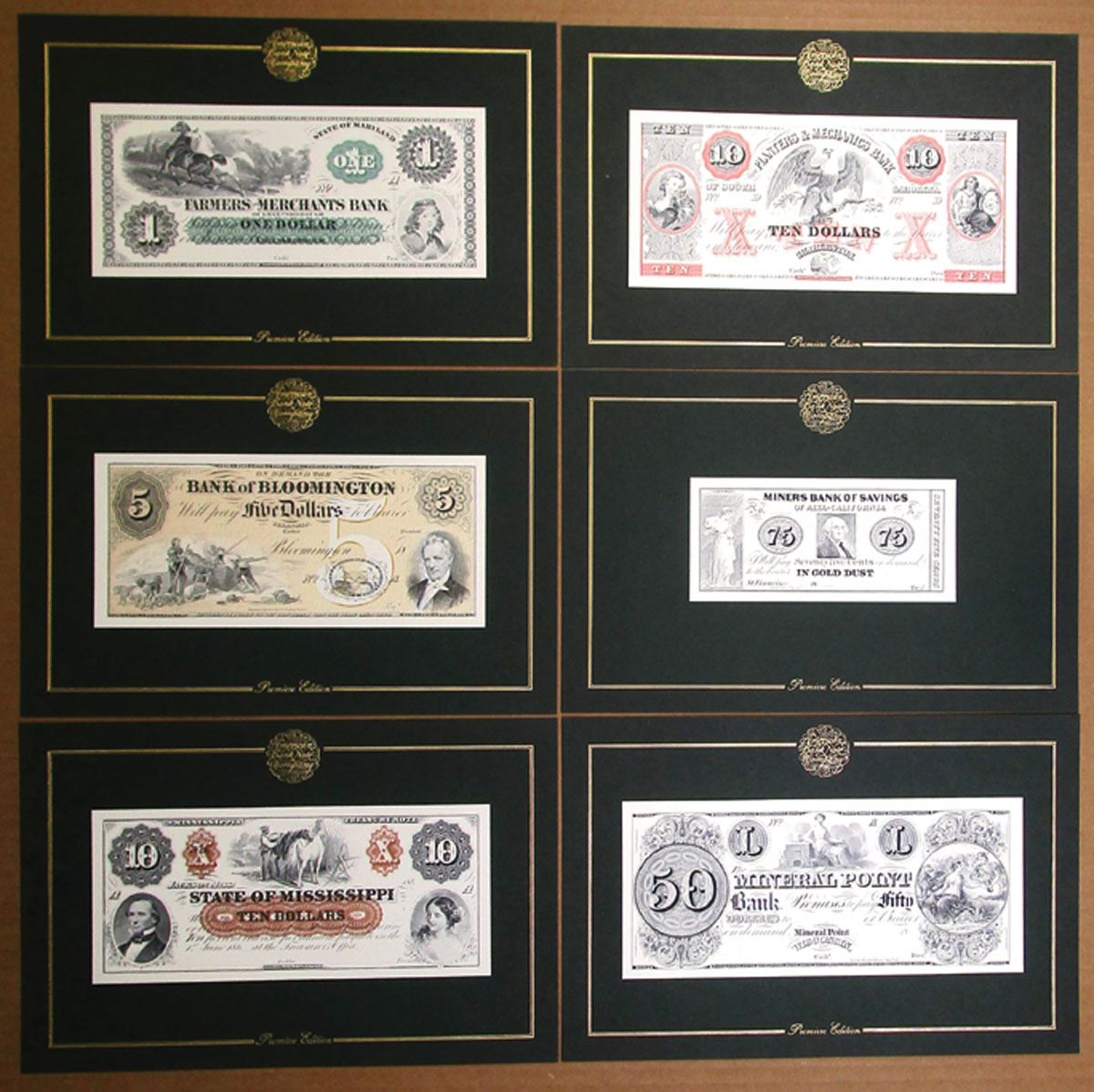 American Bank Note Commemoratives, Obsolete Banknote Souvenir Cards, ca ...