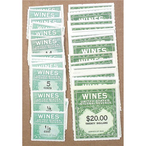 Washington, D.C. US Wine Revenue Stamp Collection, All with OG, 60+