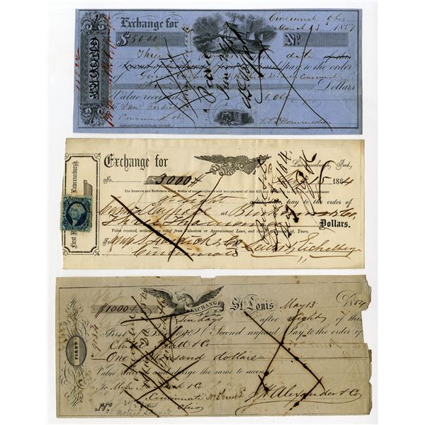 First of Exchange Assortment of Cancelled Certificates, 1854 to 1864
