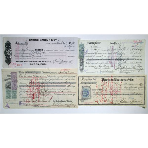 Illinois, Oregon, New York, UK 1894-1901. Lot of 4 Issued Exchanges, 1894-1901