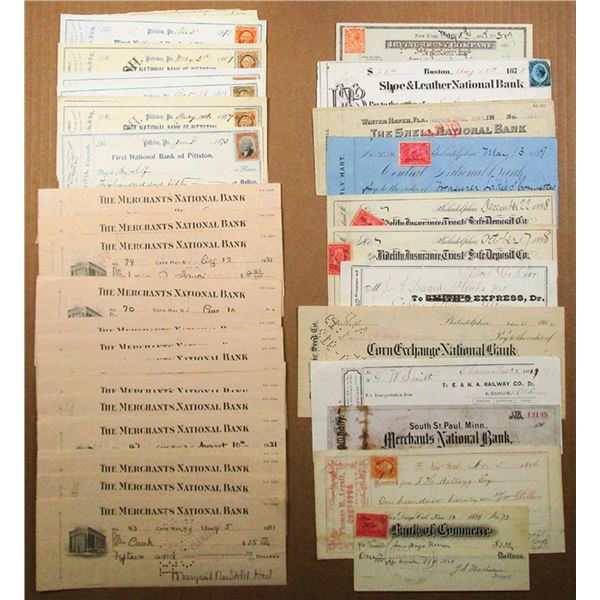Checks, Drafts & Exchanges collection with Revenue Stamps, 1863 to 1931
