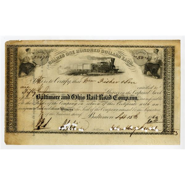 Maryland. Baltimore and Ohio Rail-Road Co., 1860, I/C Stock Certificate