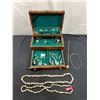 Image 1 : Wooden Jewellery Box With Contents