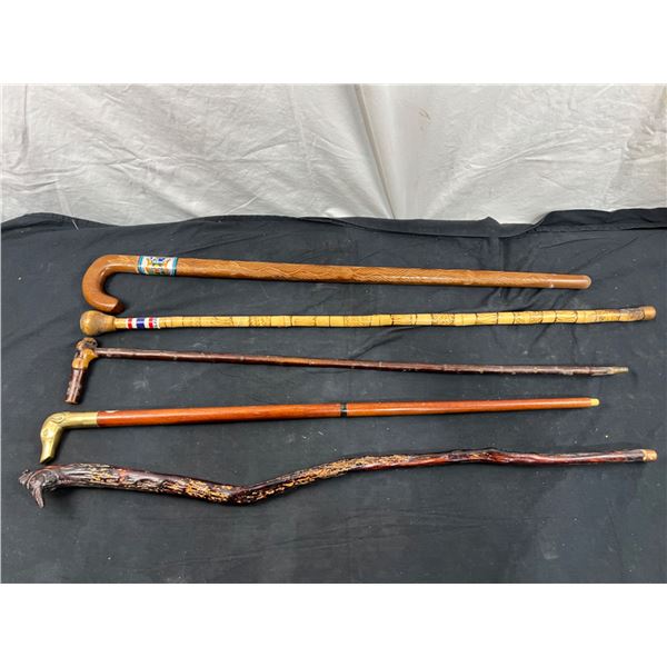 5 Wooden Walking Sticks/Canes