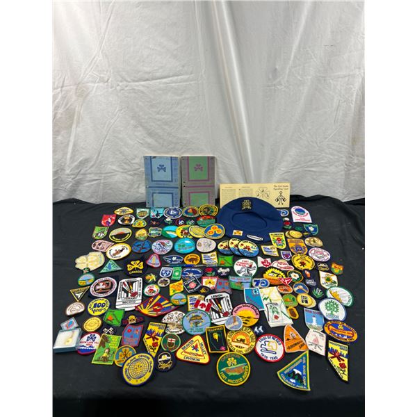 Assorted Vintage Girl Guides Patches, Tam, Books & More