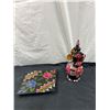 Image 1 : Painted Ukrainian Wooden Decanter, Wooden Tray & 5 Wooden Cups