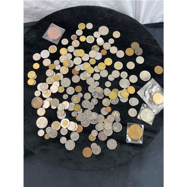 Assortment Of International Coins & Commemorative Tokens