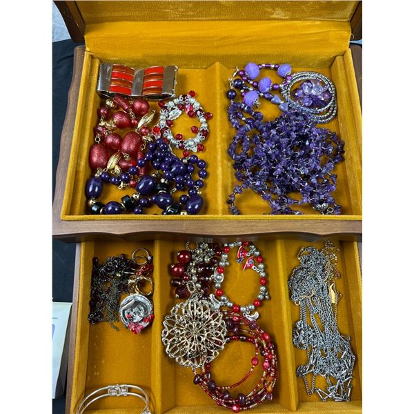 Wooden Jewellery Box With Content