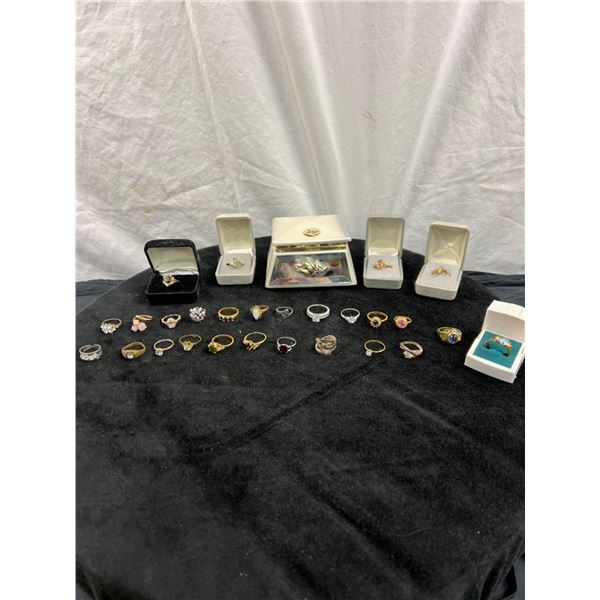 Assortment of Fashion Jewellery Rings & Trinket Box