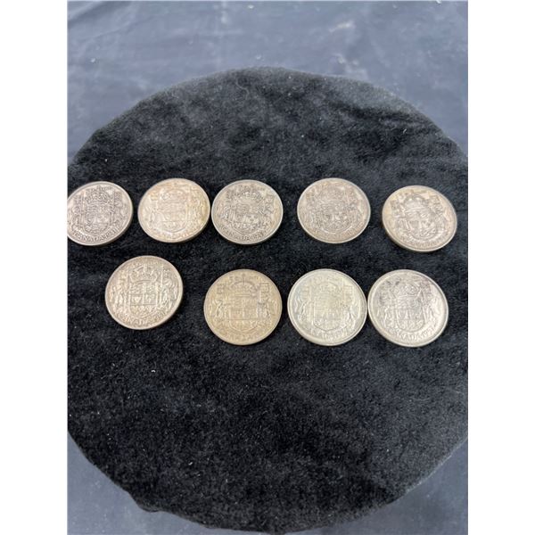 9 Canadian .50 Cent Pieces
