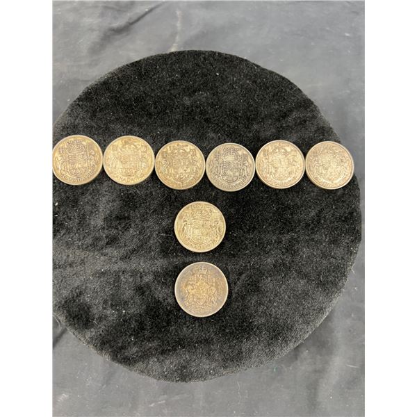 8 Canadian 0.50 Cent Coins